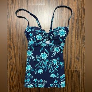 #054 NWT Blue Floral Bikini with Strapless Design